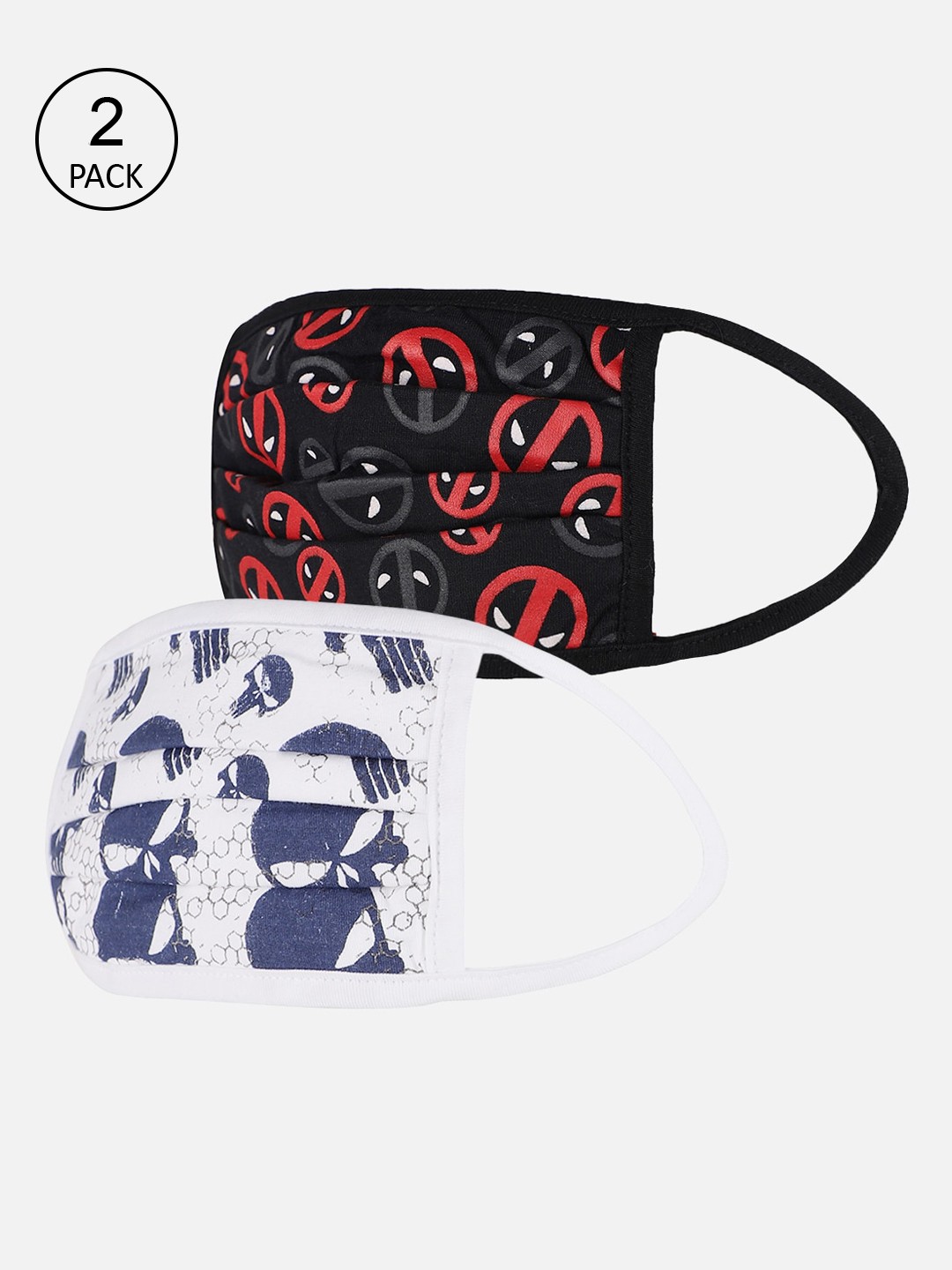 

Free Authority Men 2 Pcs 3-Ply Reusable Deadpool Printed Cloth Masks, Black