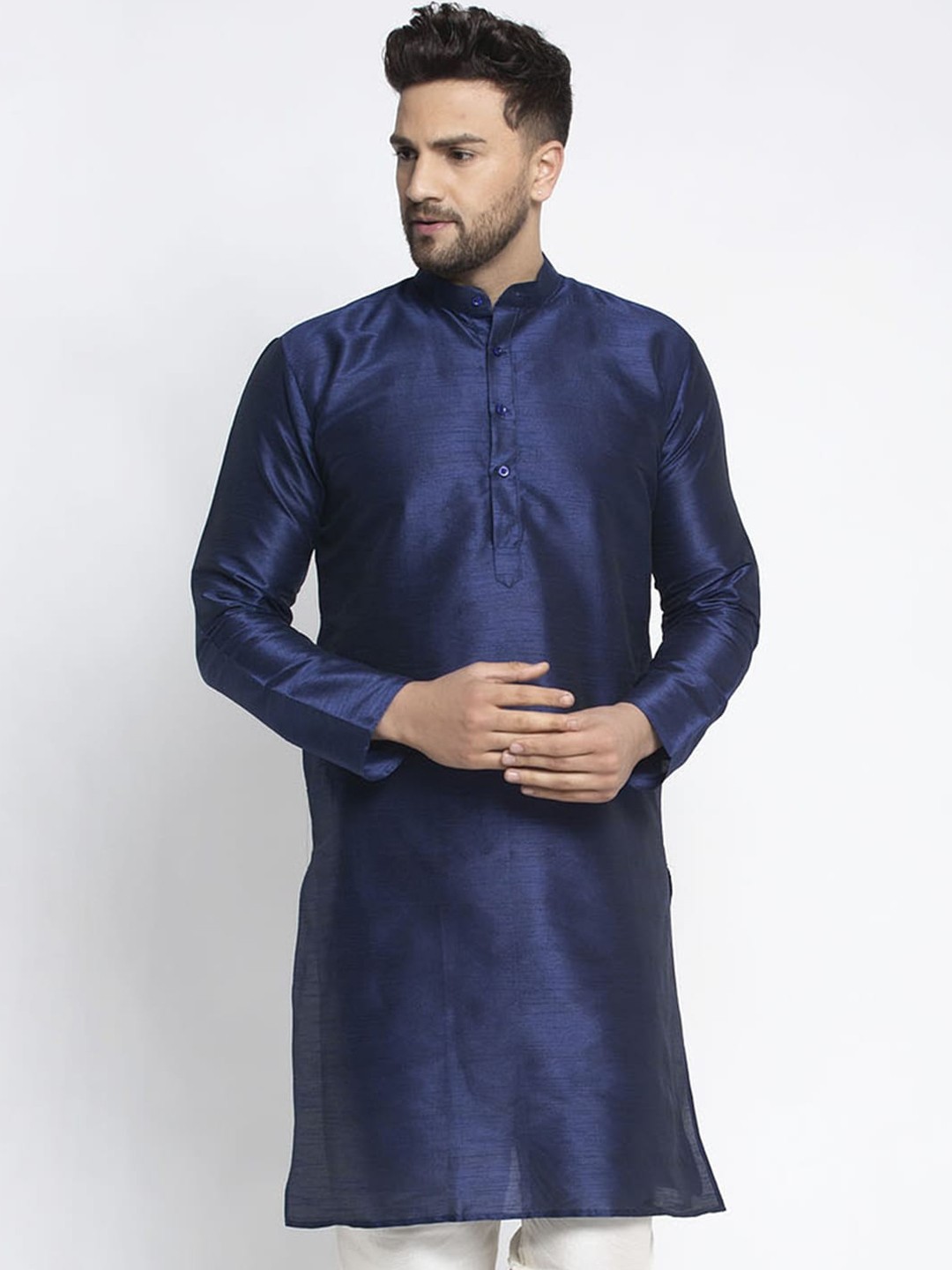 

Jompers Men Navy Blue Solid Thread Work Kurta