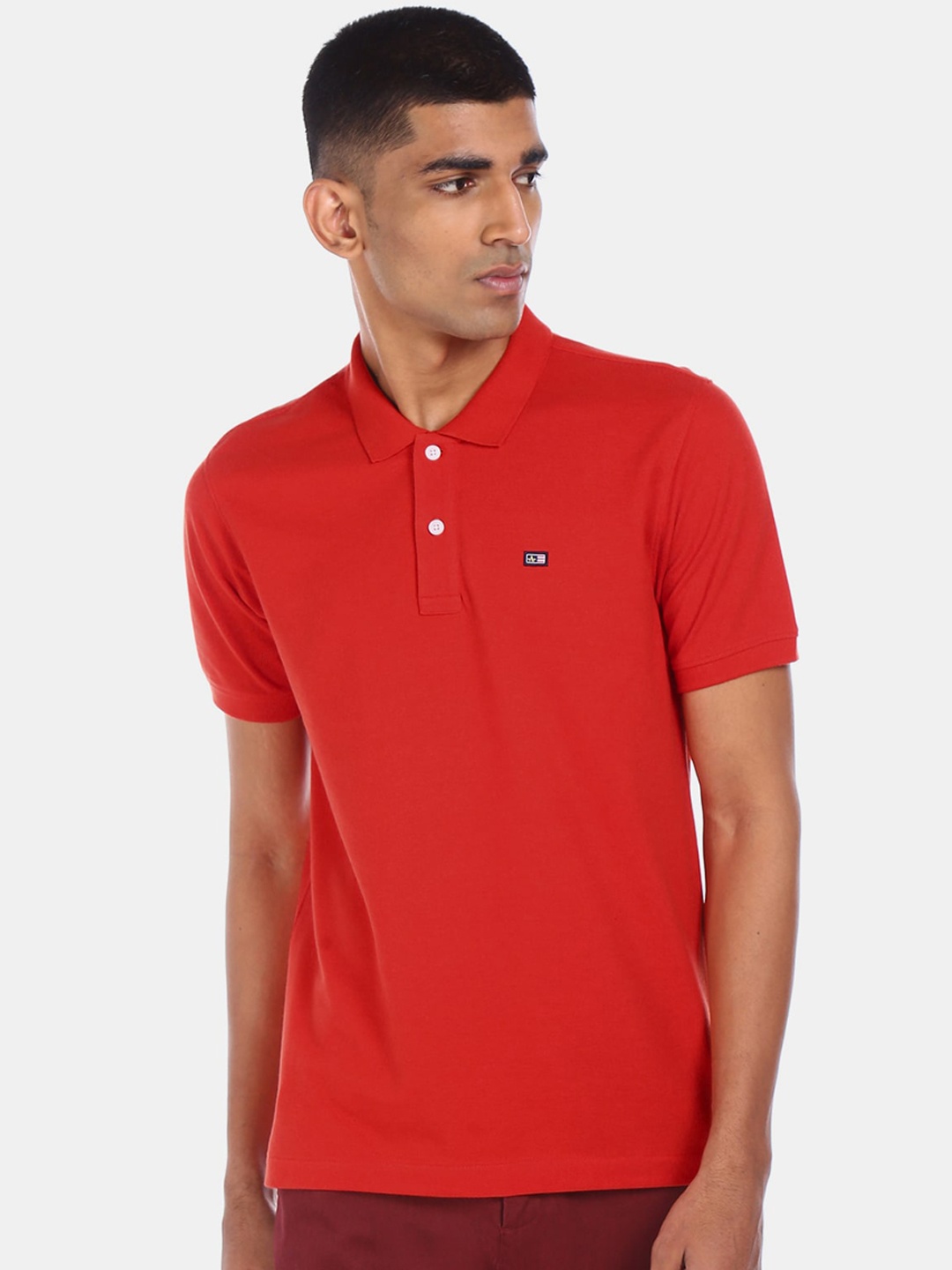

Arrow Sport Men Red Solid Polo Collar T-shirt