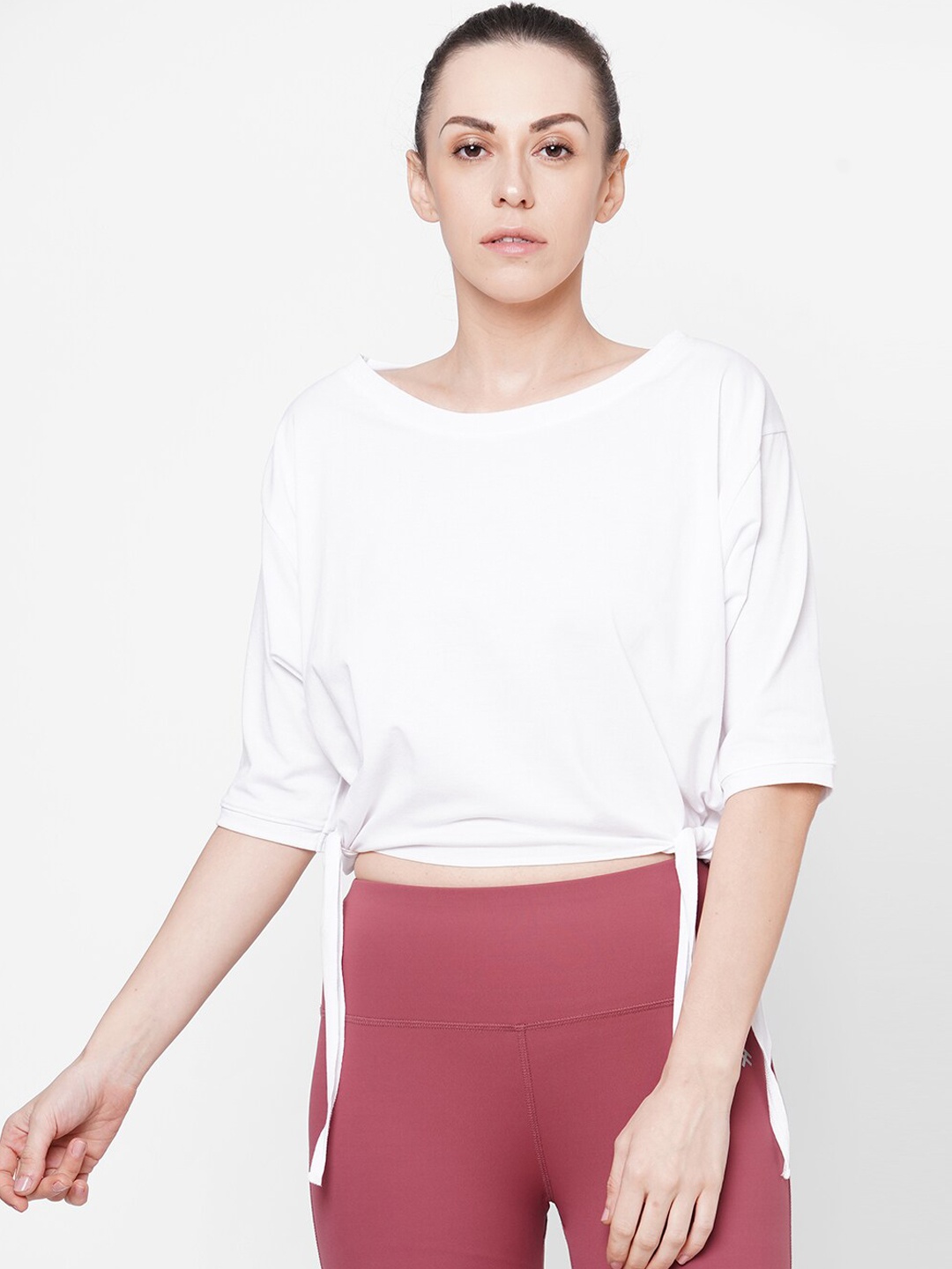 

Tuna London Women White Pure Cotton Styled Back Crop Top