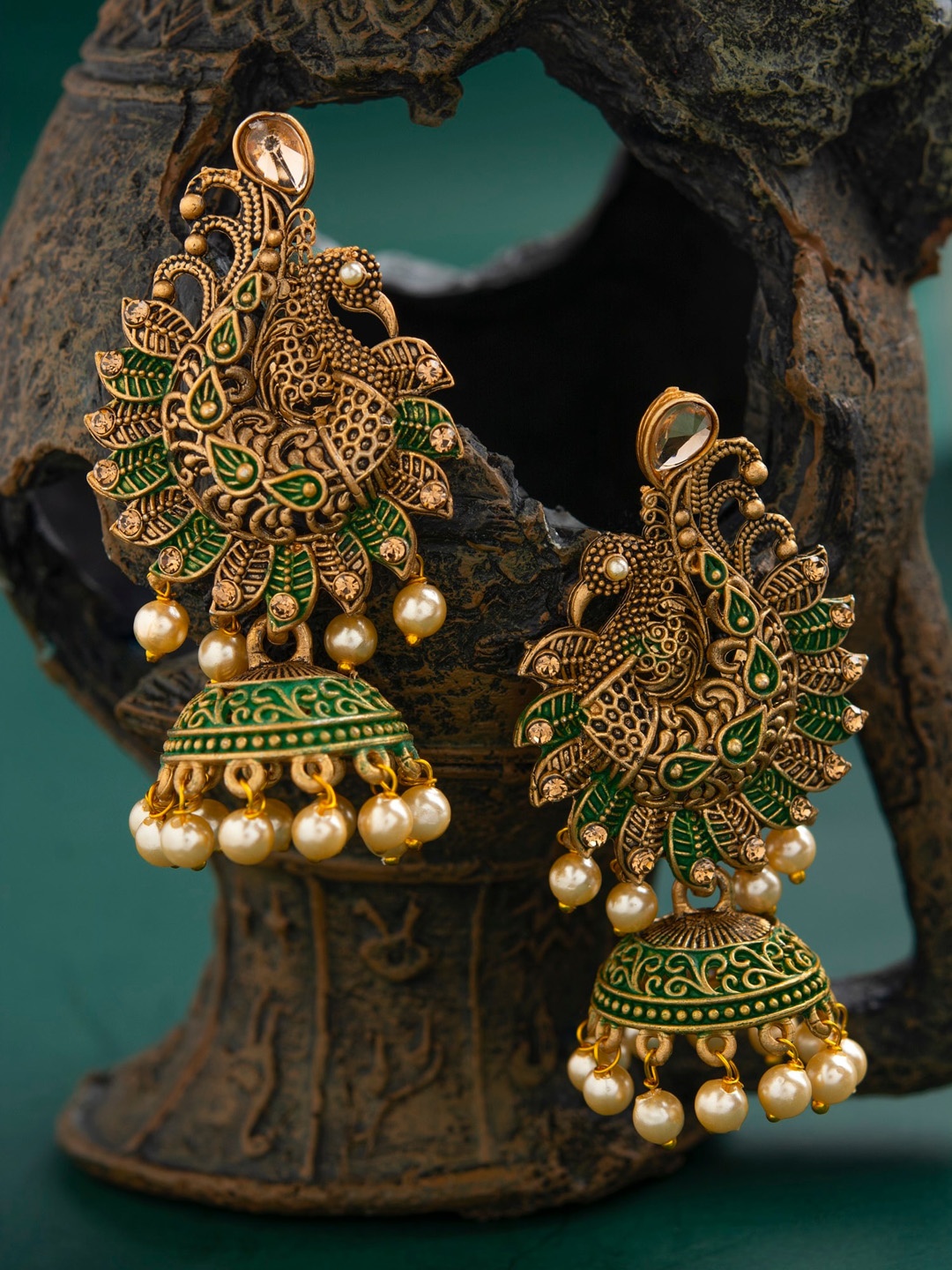 

E2O Green Gold-Plated Handcrafted Classic Jhumkas
