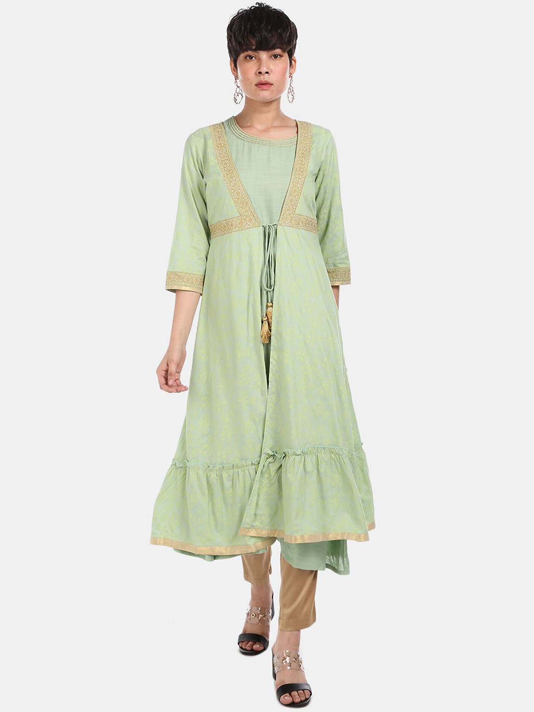 

Anahi Women Green Printed A-Line Kurta