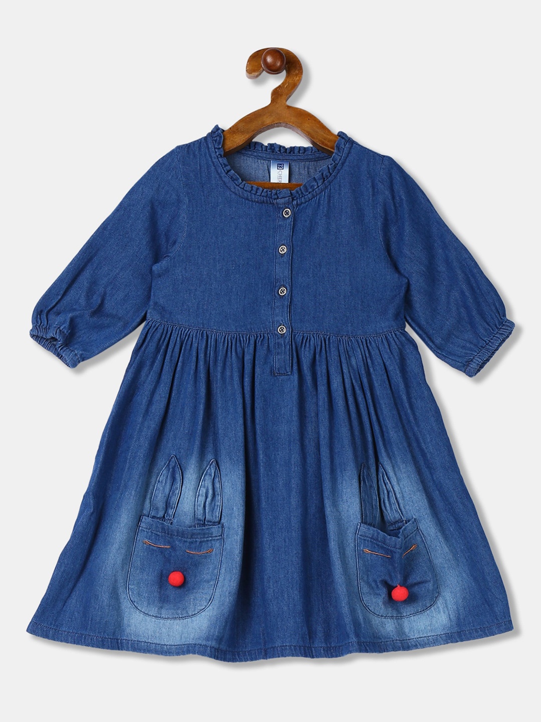 

Cherokee Girls Navy Blue Solid Fit and Flare Dress