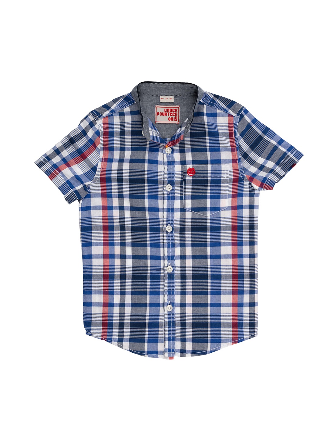 

UNDER FOURTEEN ONLY Boys Blue Regular Fit Checked Casual Shirt