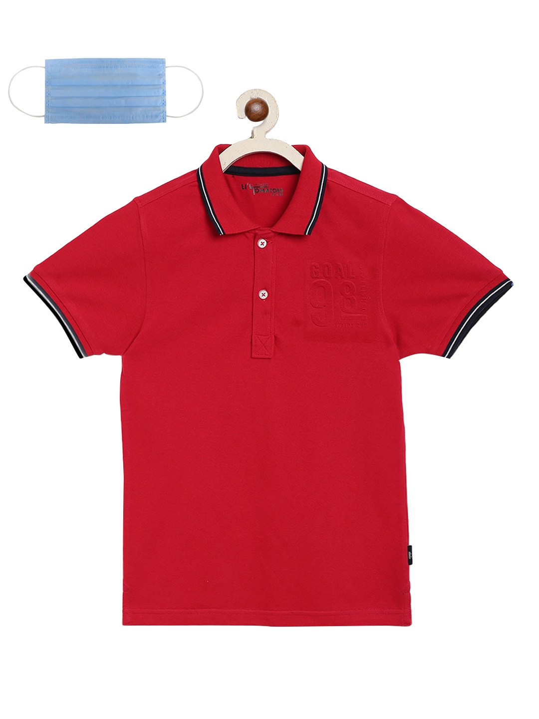 Lil Tomatoes Boys Red Solid Polo Collar T-shirt