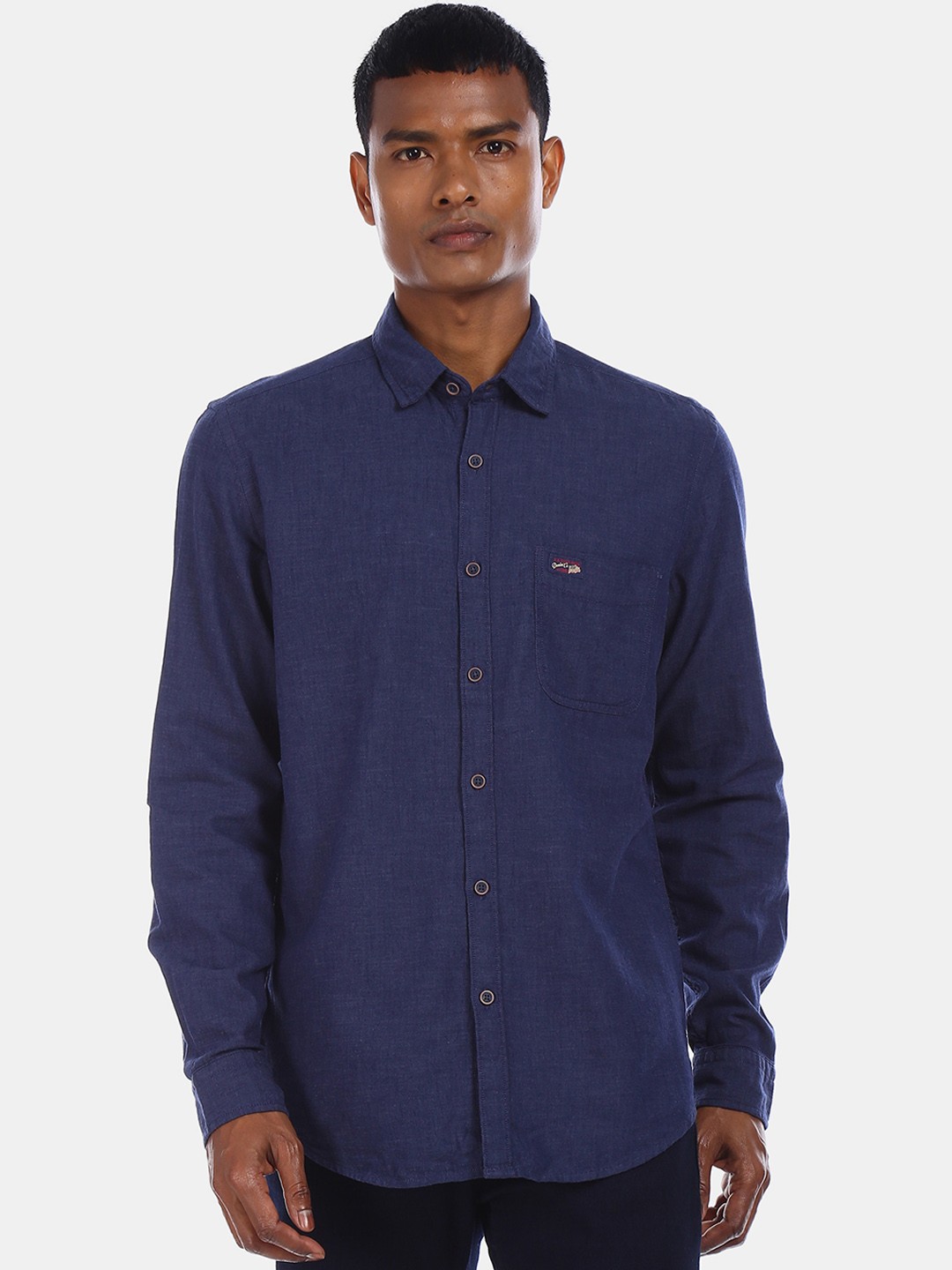 

U.S. Polo Assn. Denim Co. Men Blue Regular Fit Solid Cotton Casual Shirt