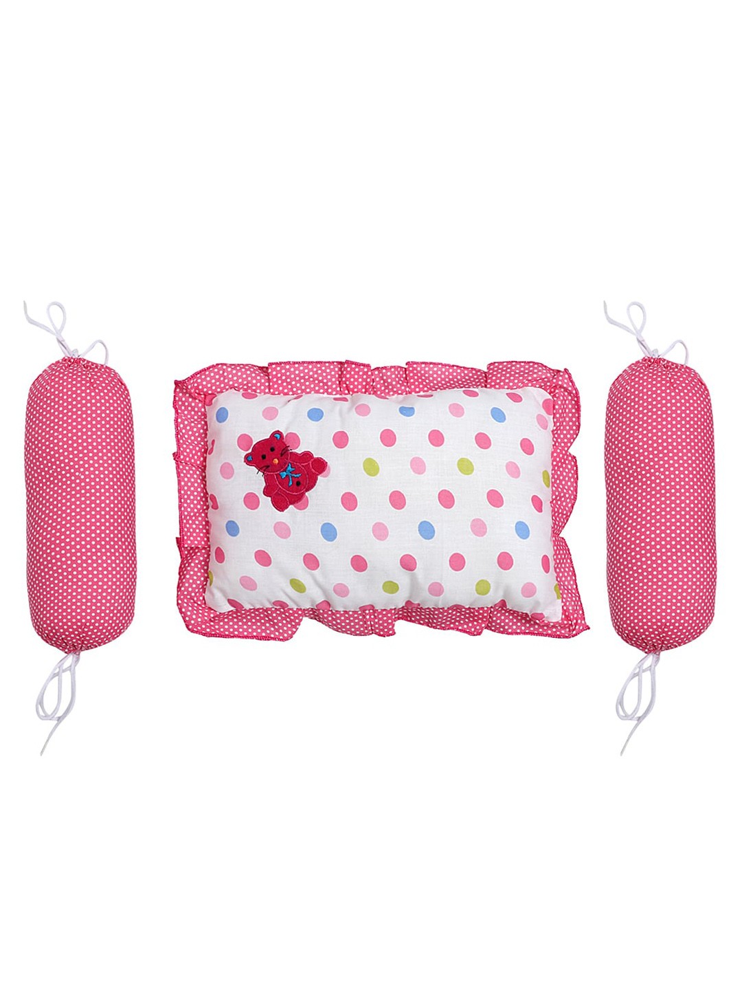 

Superminis Infant Kids Set of 3 Pink & White Printed Pillows
