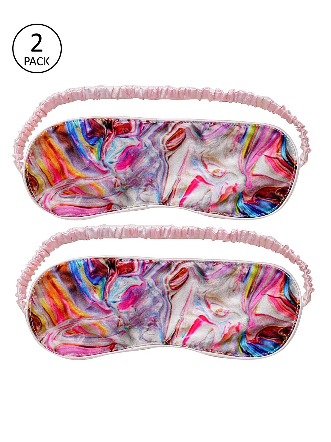 

DECOREALM Unisex Pack Of 2 Pink & Blue Printed Travel Eye Masks