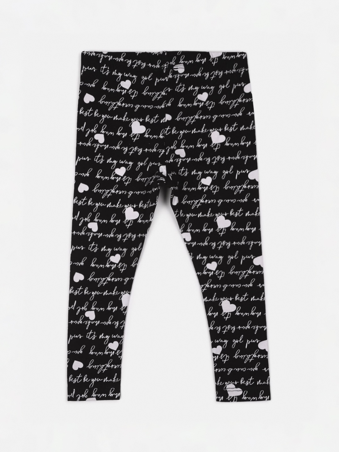 Chicco Infant Girls Black & White Printed Ankle-Length Leggings