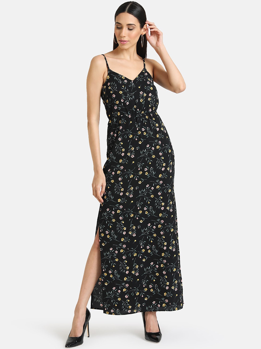 

Kazo Women Black Printed Maxi Dress