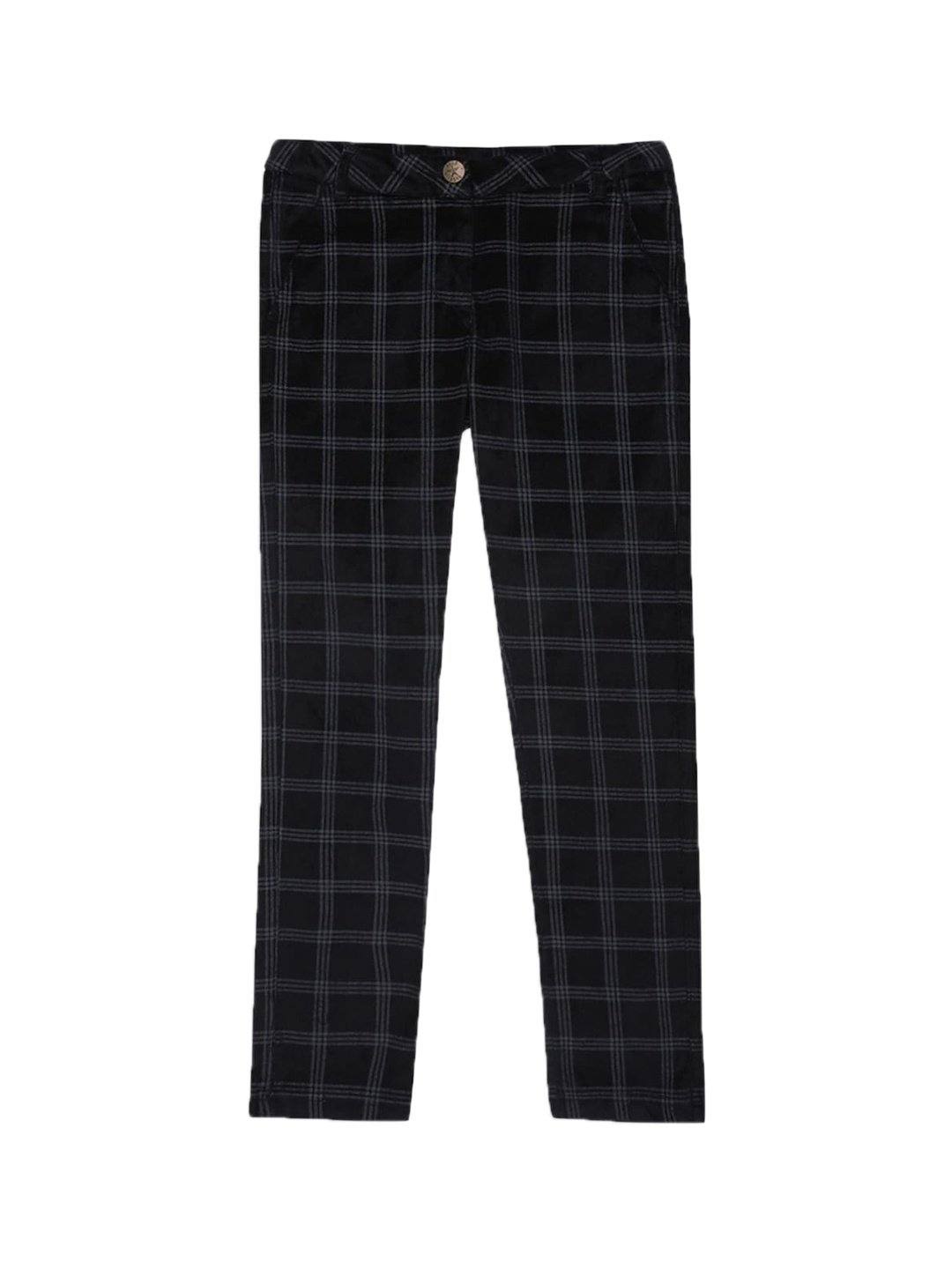 

ELLE Girls Black Regular Fit Checked Regular Trousers