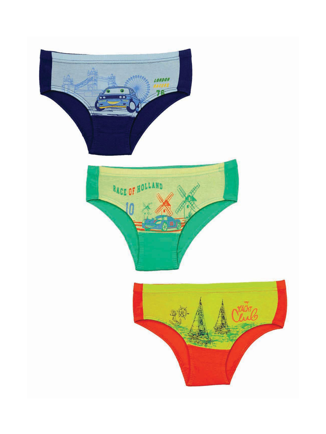 

Zoom Minimondo Kids Pack Of 3 Multicoloured Basic Briefs 7006-(1)-28, Multi