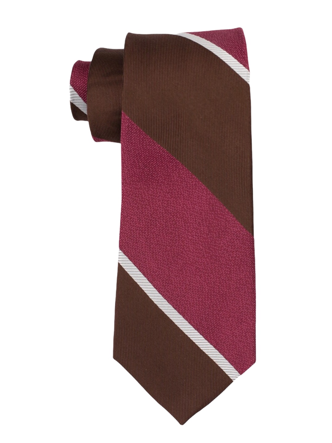 

The Tie Hub Brown & Maroon Striped Broad Tie