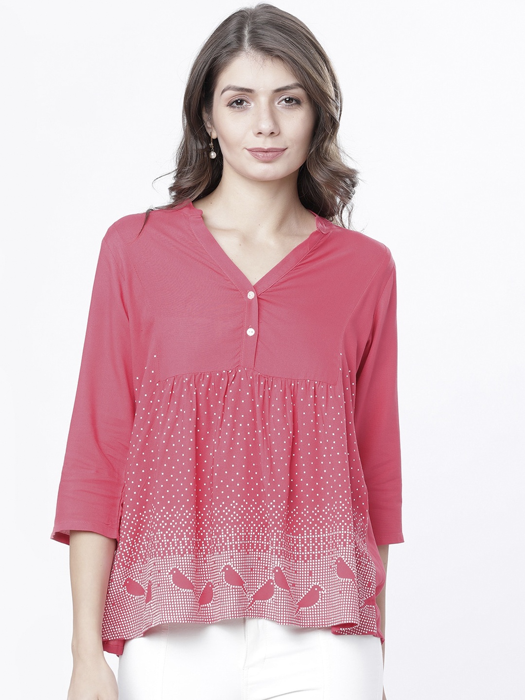 

Vishudh Women Pink Self Design Empire Top