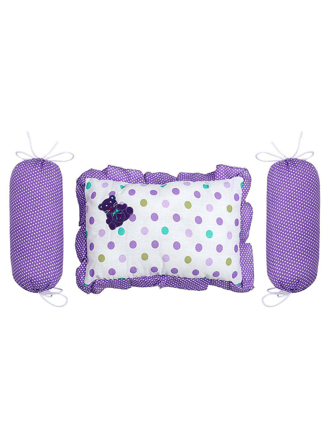

Superminis Infant Kids Set of 3 Purple & White Printed Pillows