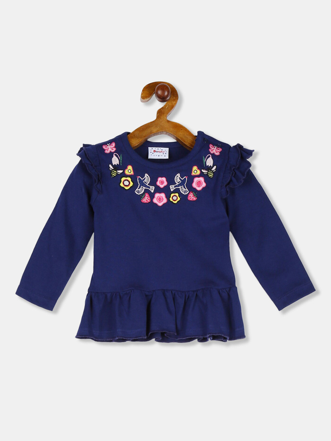 

Donuts Girls Navy Blue Solid Peplum Top