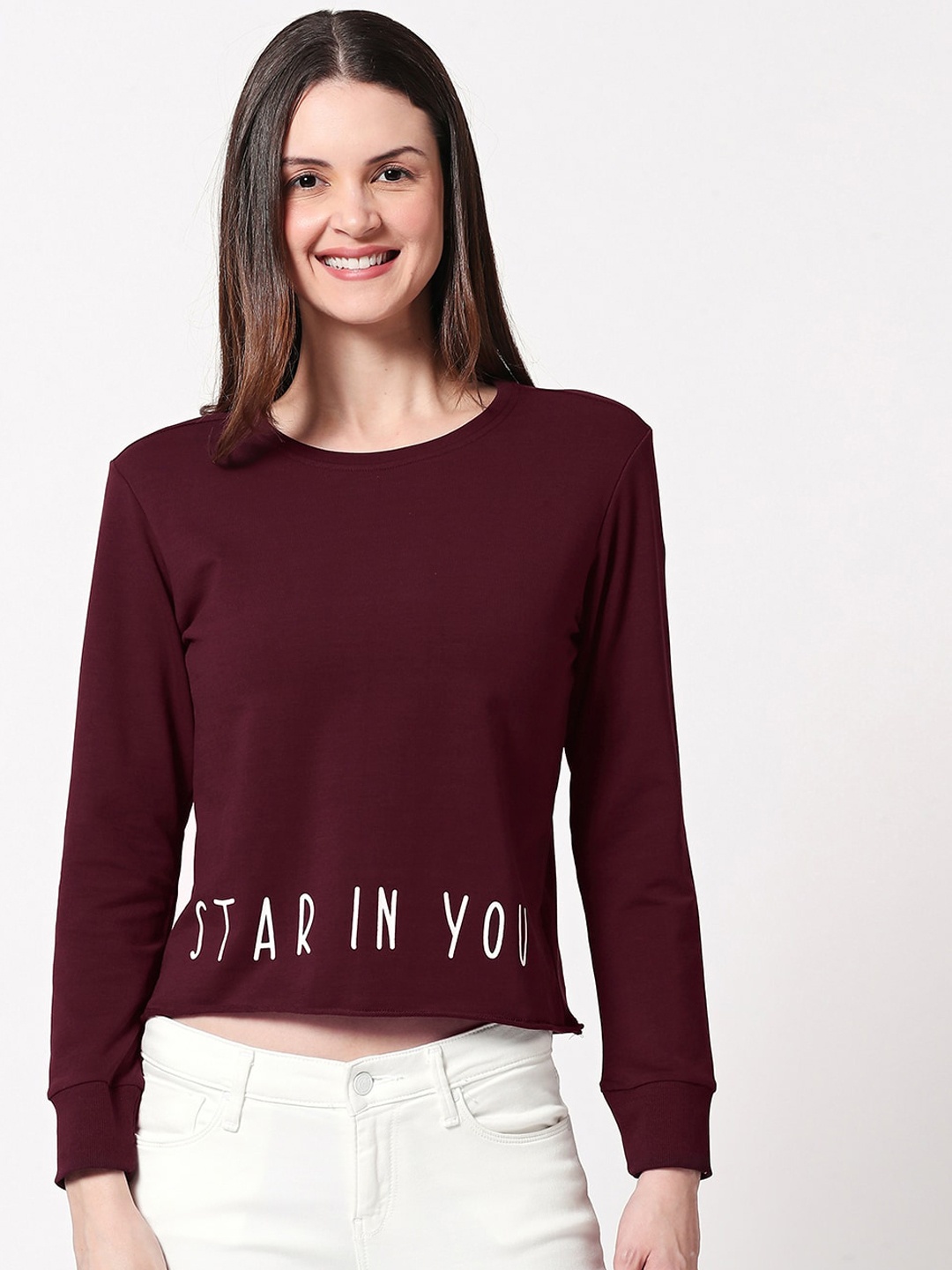 Zeyo Women Maroon Printed Crop Top