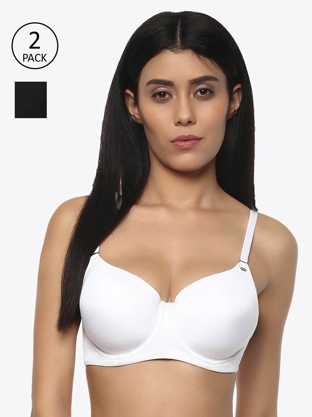 

Soie Black & White Solid Underwired Lightly Padded Push-Up Bra COMBO CB-121PACK 1