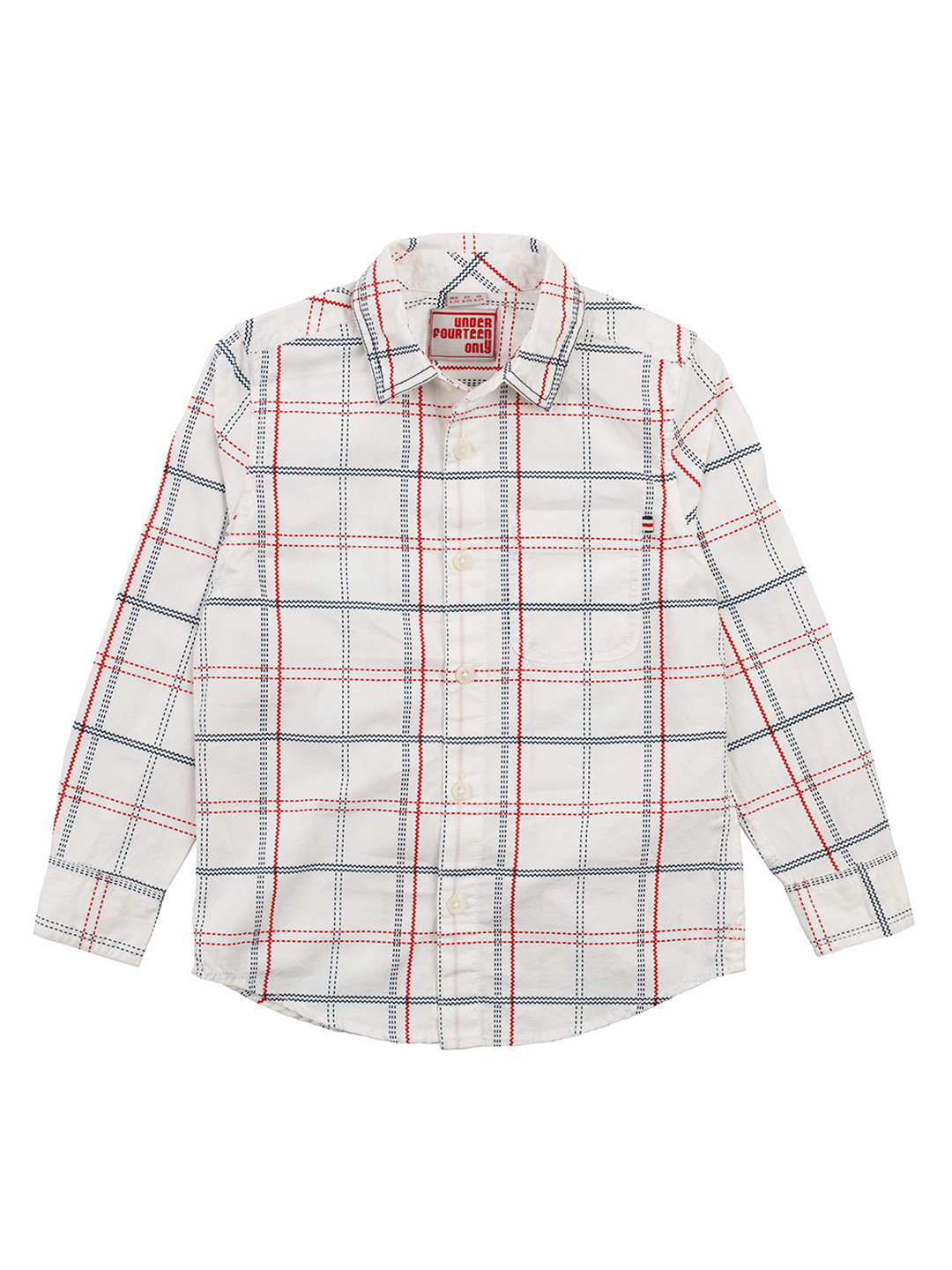 

UNDER FOURTEEN ONLY Boys Off-White Regular Fit Checked Casual Shirt
