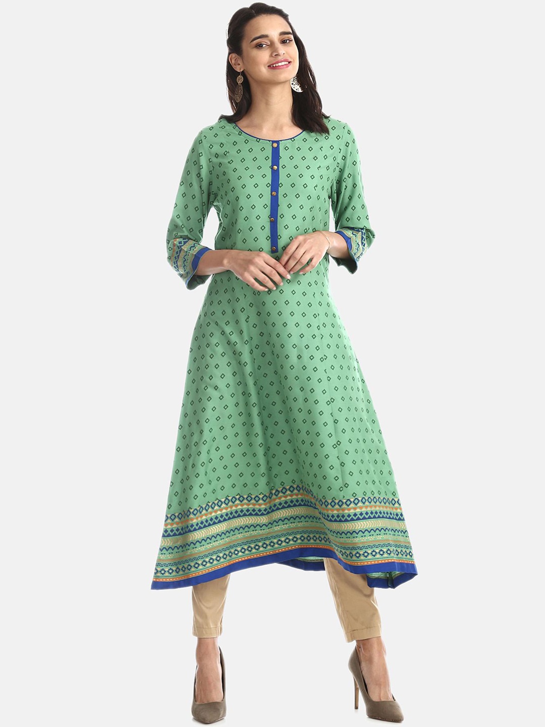 

Anahi Women Green Printed Anarkali Kurta