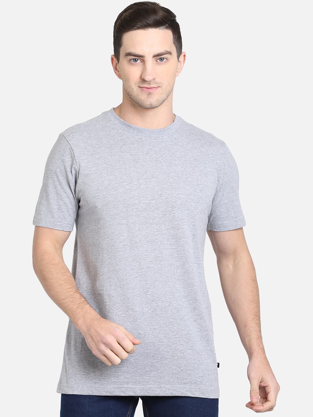 

PROTEENS Men Grey Solid Round Neck T-shirt