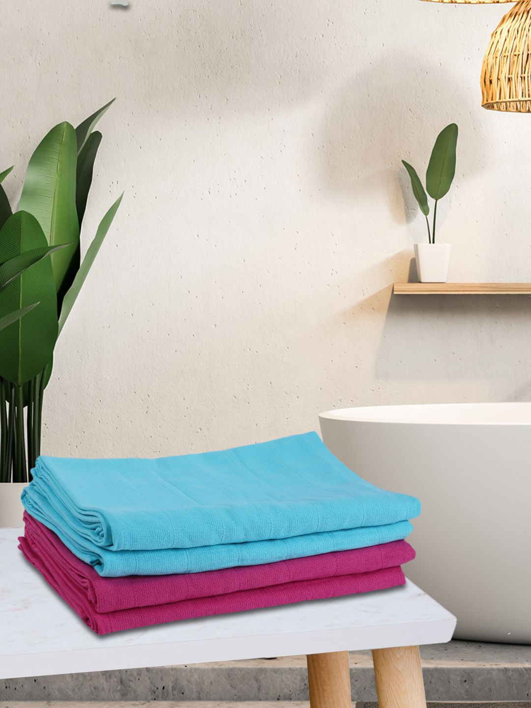 

KOPA LORENA Set Of 4 300 GSM Cotton Quick-Dry Bath Towels, Blue