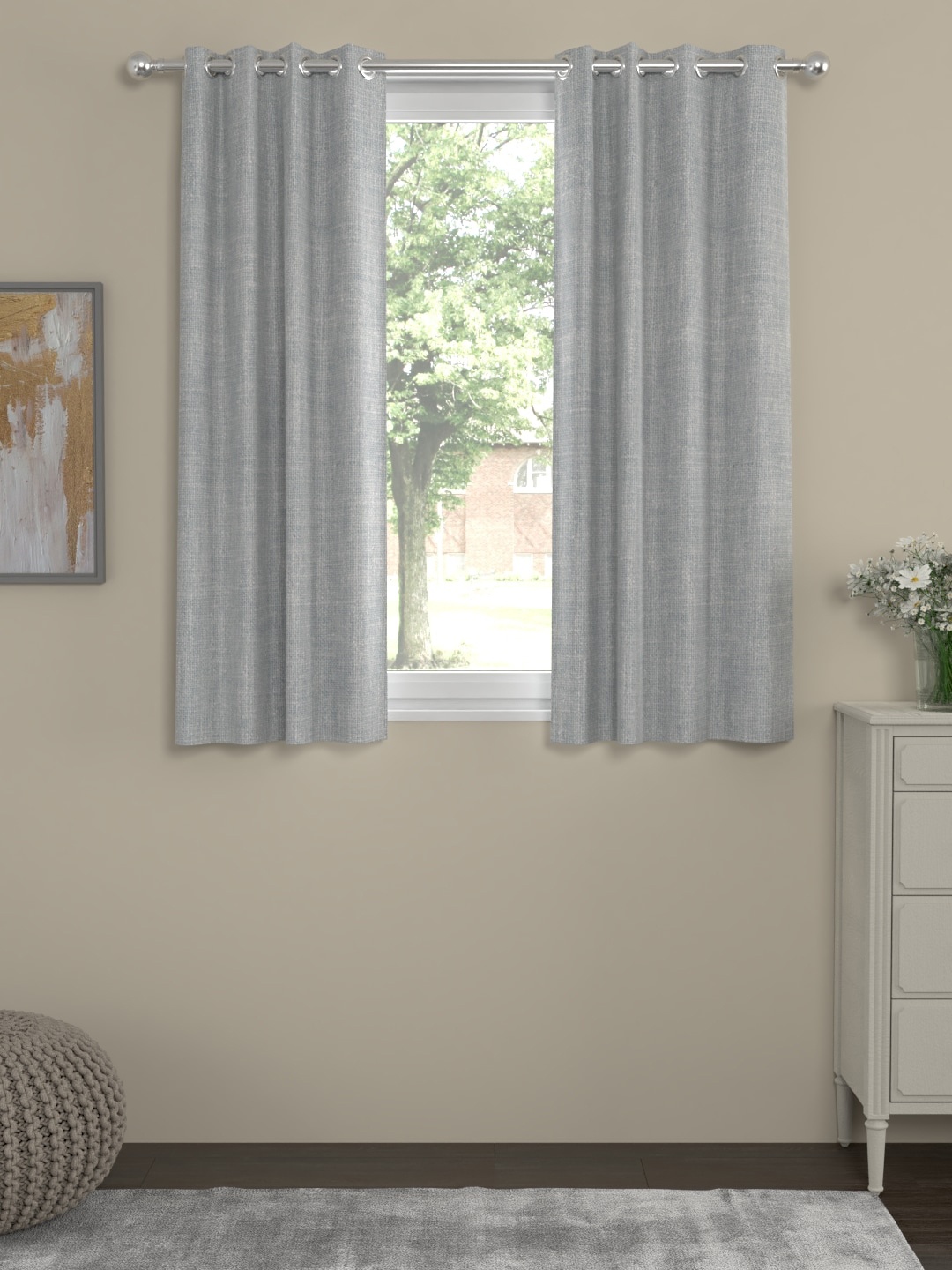 ROSARA HOME Grey Single Window Curtain