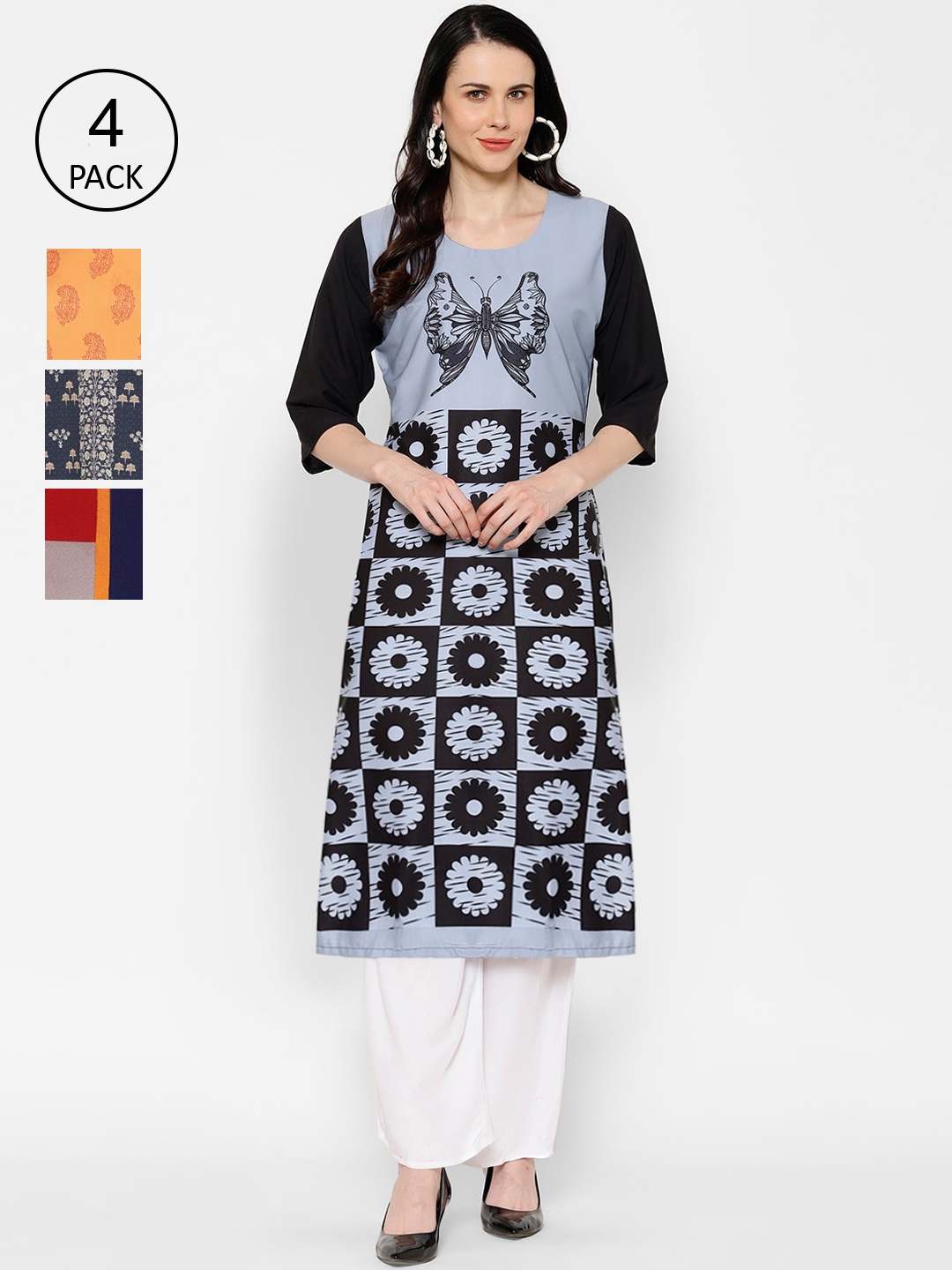 

7Threads Women Pack Of 4 Printed Straight Kurta, Multi