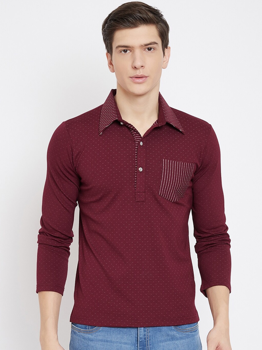 

armure Men Maroon Printed Polo Collar T-shirt