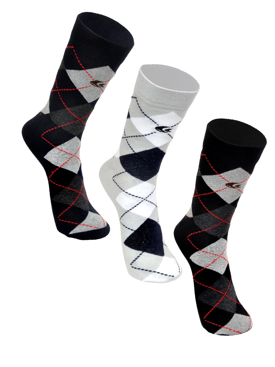 

Allen Cooper Men Pack Of 3 Patterned Calf-Length Socks, Black