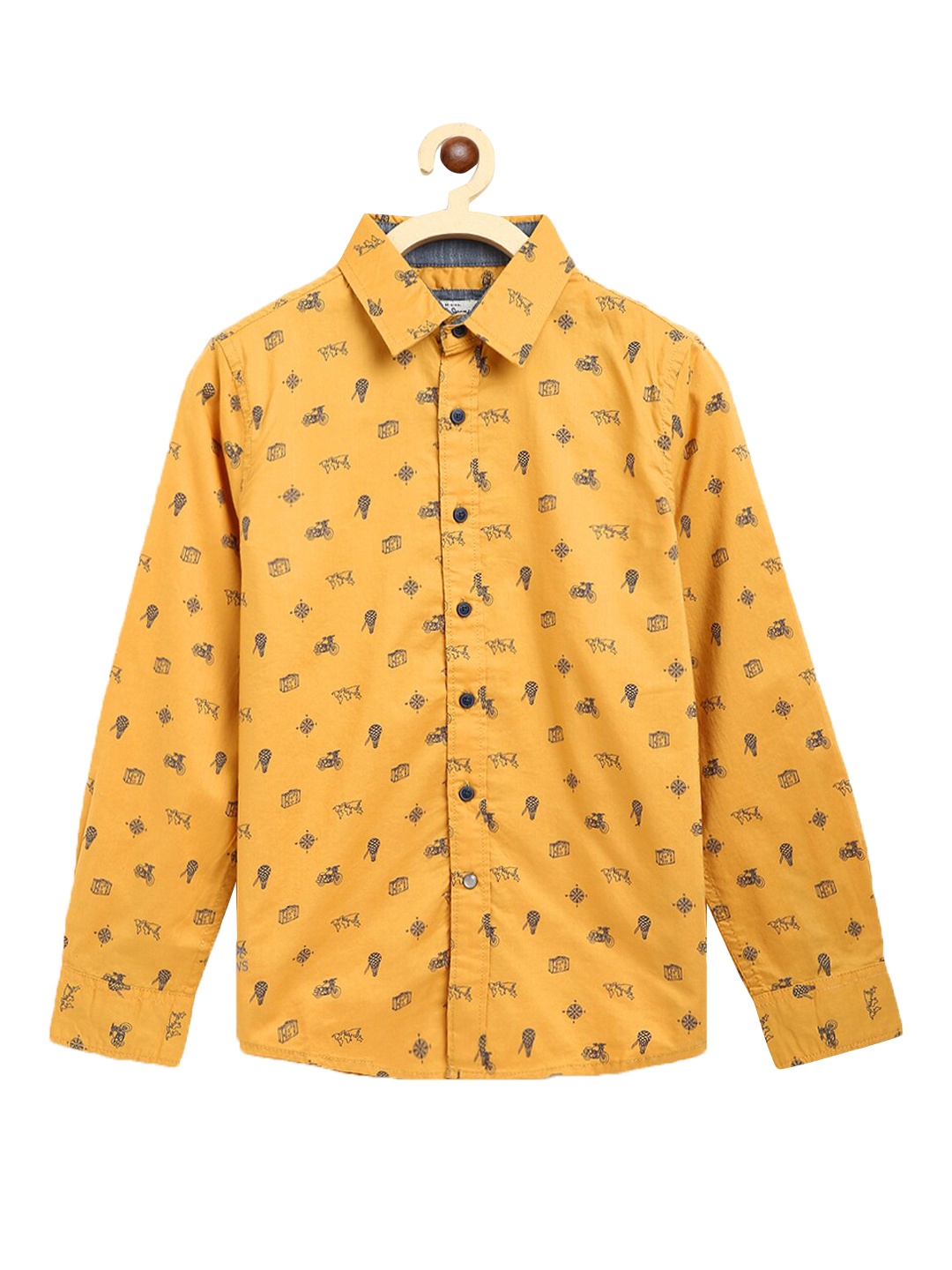 Pepe Jeans Boys Mustard Regular Fit Printed Casual Shirt