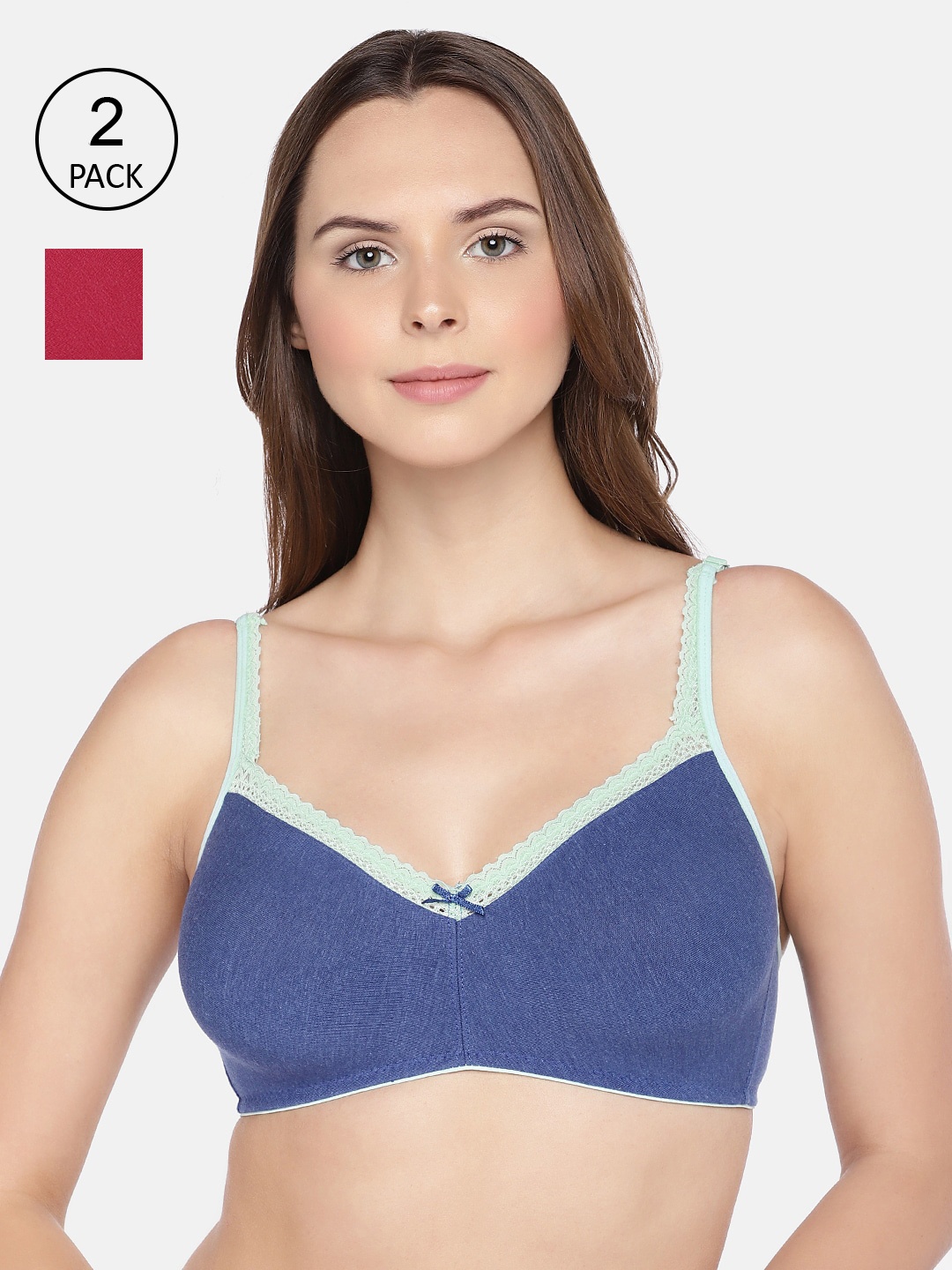 

Inner Sense Pack of 3 Solid Non-Wired Non Padded Everyday Bras ISB017A, Blue