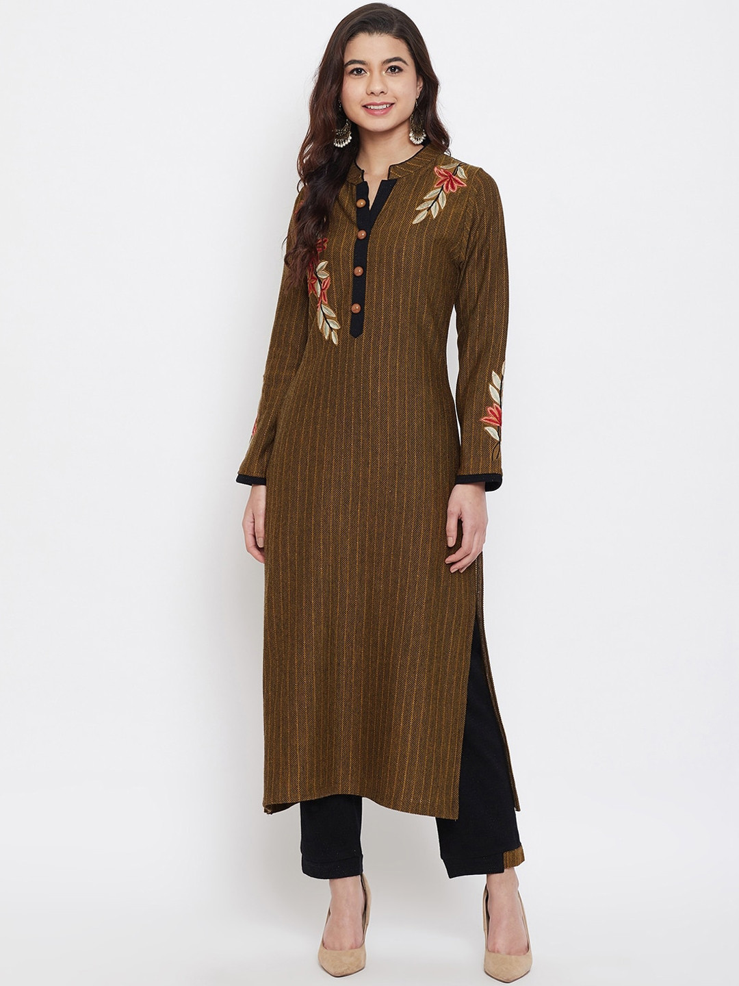 

Zigo Women Brown & Black Striped Kurta with Trousers