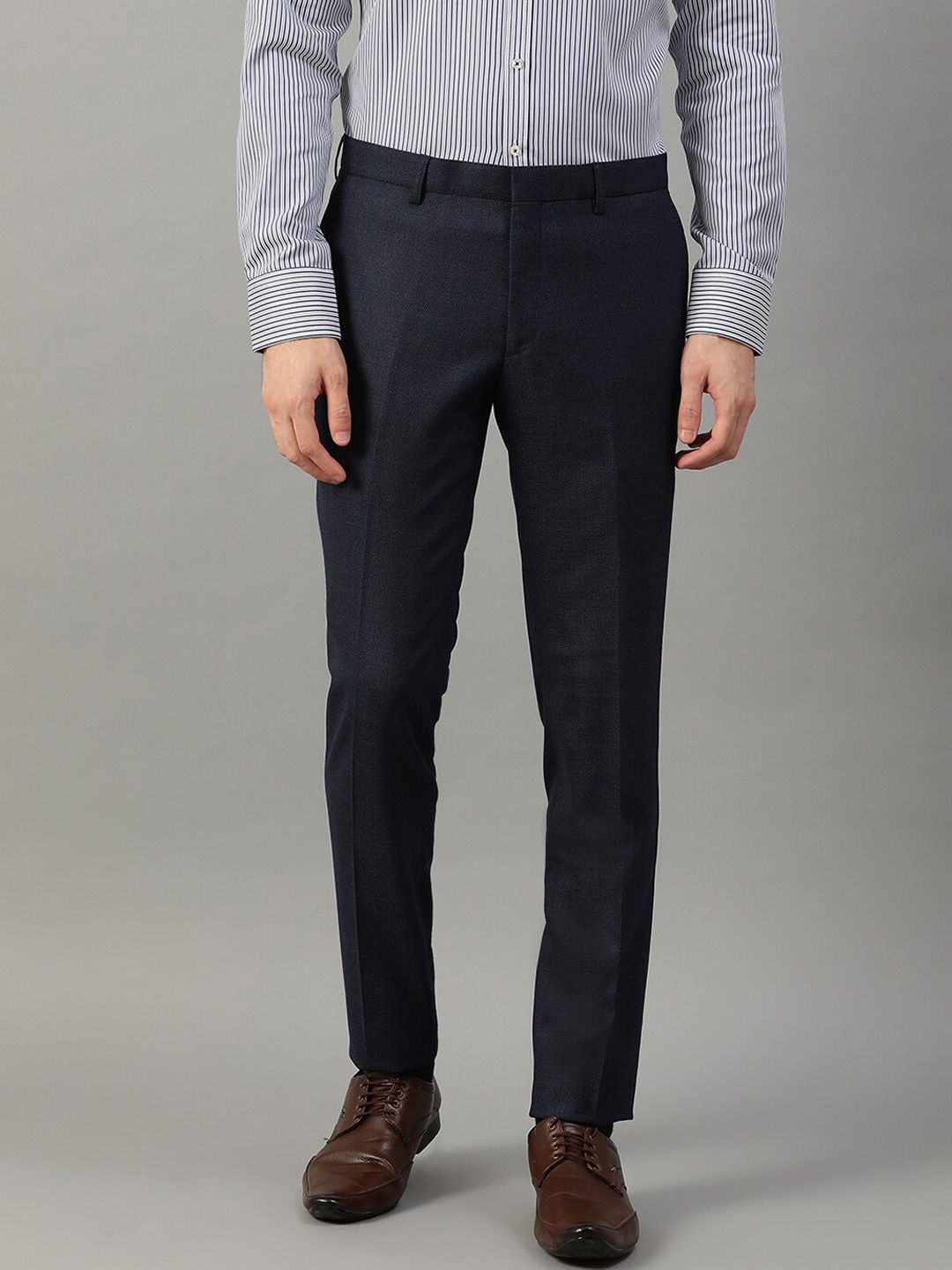 

Bruun & Stengade Men Navy Blue Slim Fit Solid Formal Trousers
