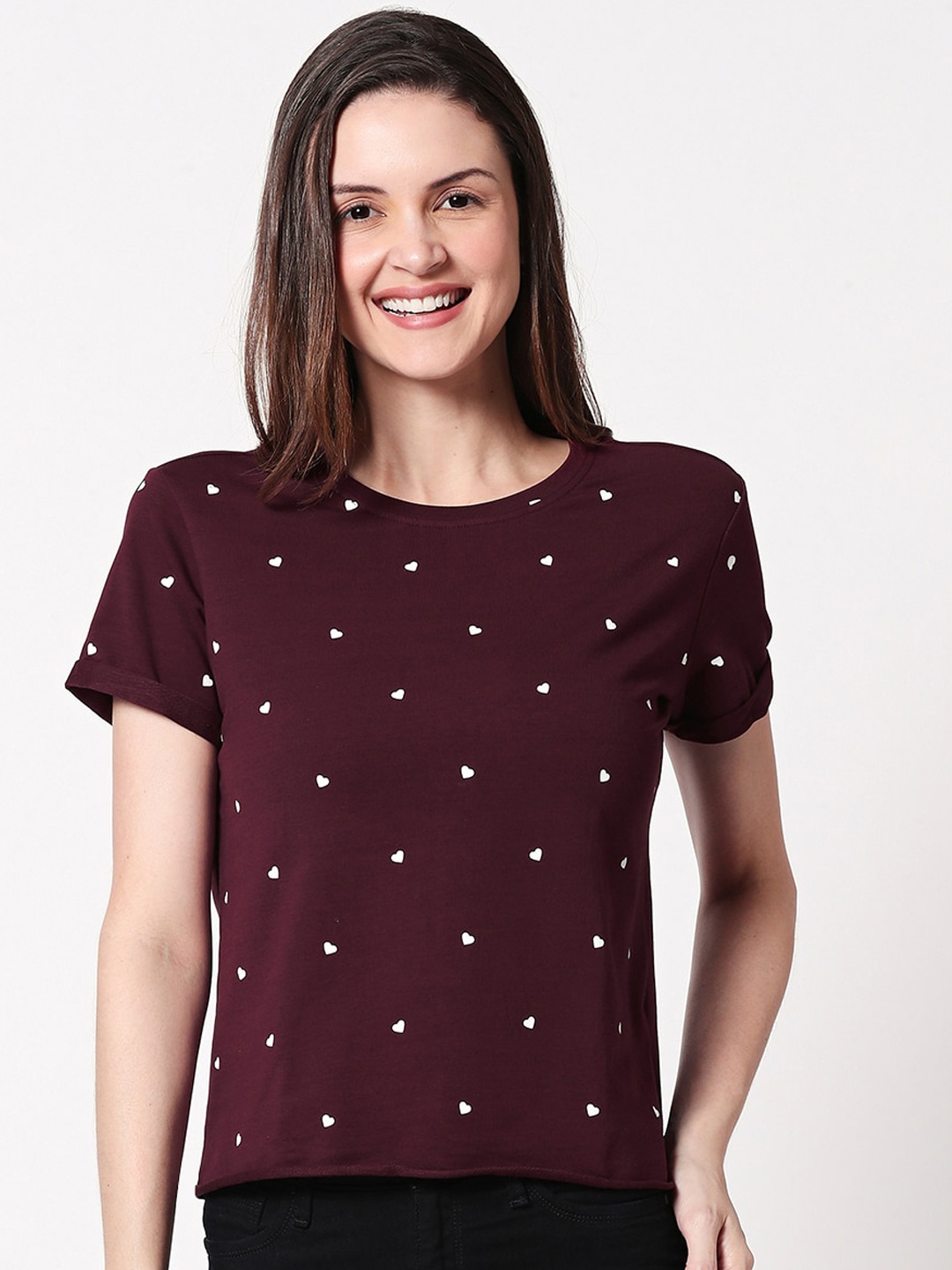 

Zeyo Women Maroon Printed Top
