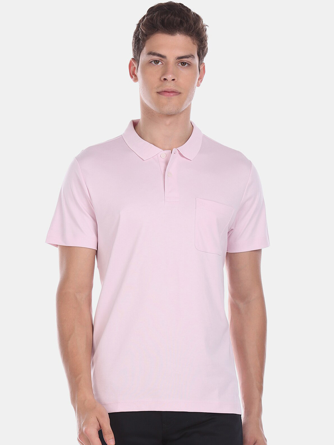 

Arrow Men Pink Solid Polo Collar Pure Cotton T-shirt