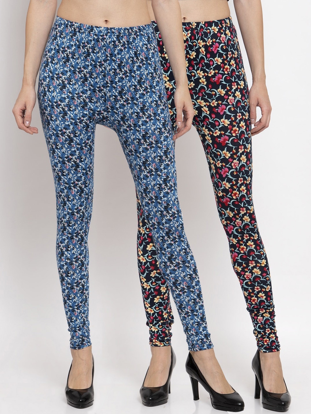

KLOTTHE Women Pack Of 2 Printed Ankle-Length Leggings, Black