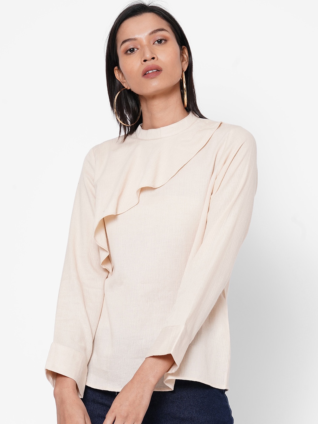 

109F Women Beige Solid Top