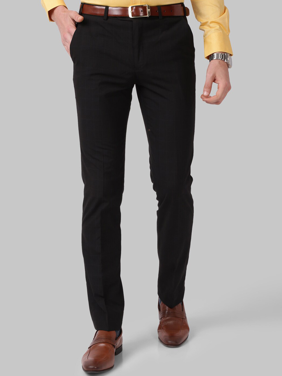 

Park Avenue Men Black Slim Fit Solid Formal Trousers