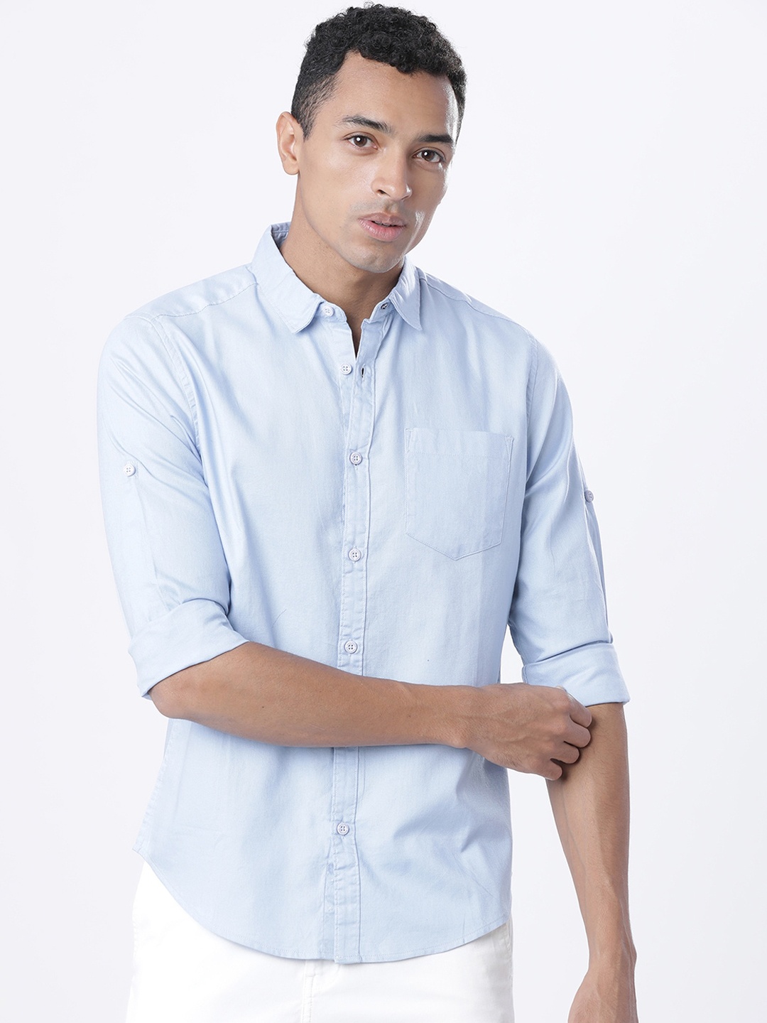 

HIGHLANDER Men Blue Slim Fit Solid Casual Shirt