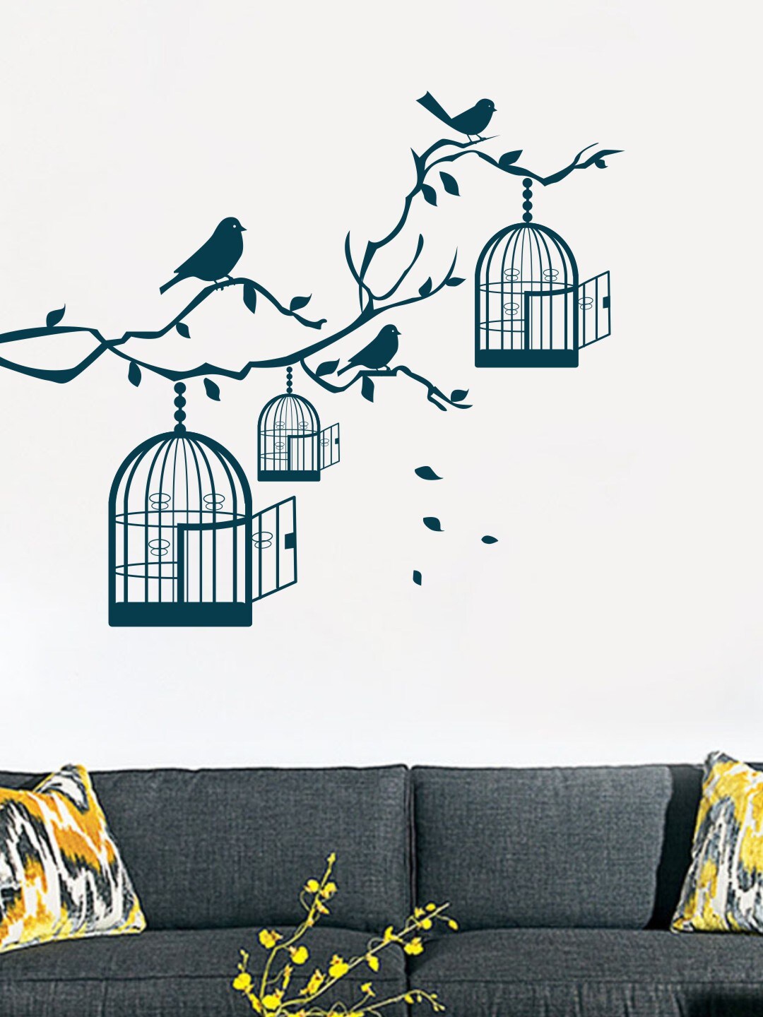 

rawpockets Teal Blue Multiple Bird Cage Wall Stickers