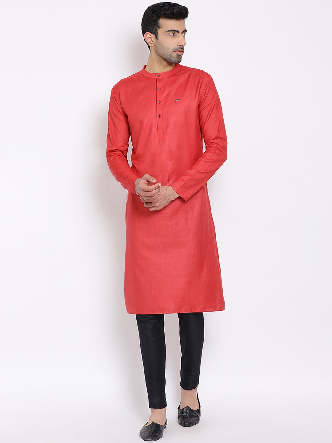 DEVOILER Men Red Solid Kurta