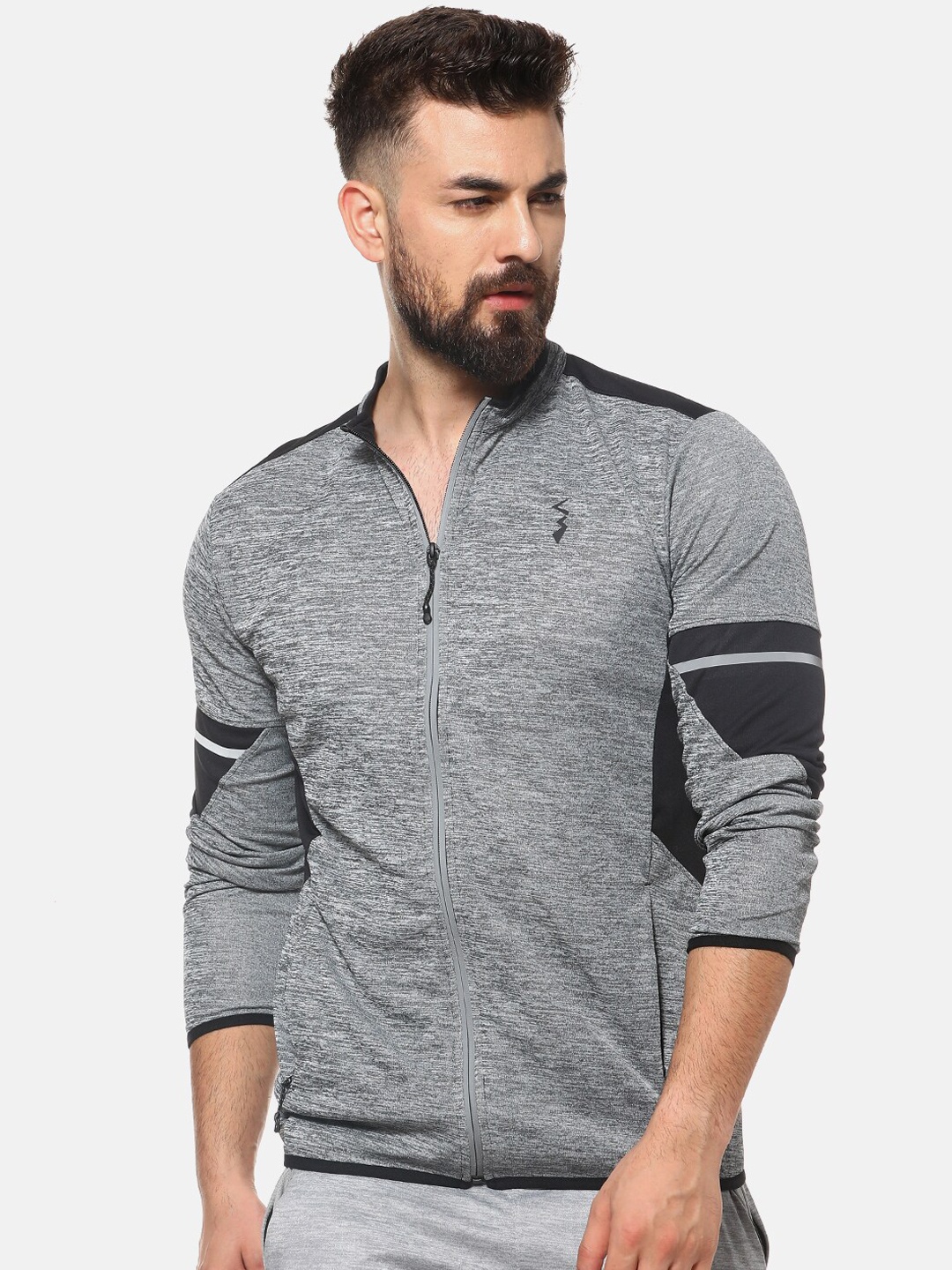 

Campus Sutra Men Grey Solid Lightweight Sporty Jacket