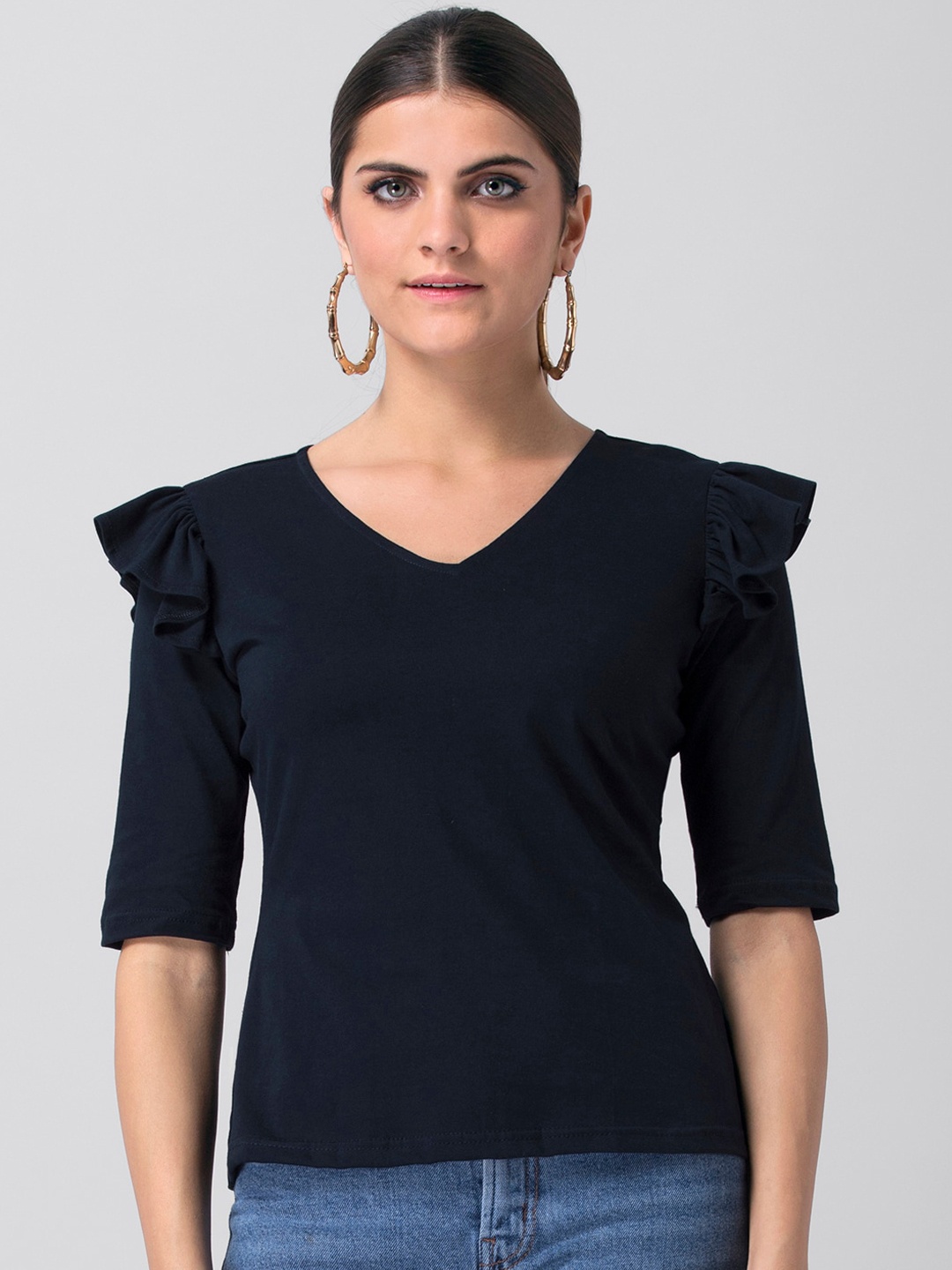 

FabAlley Women Blue Solid Top