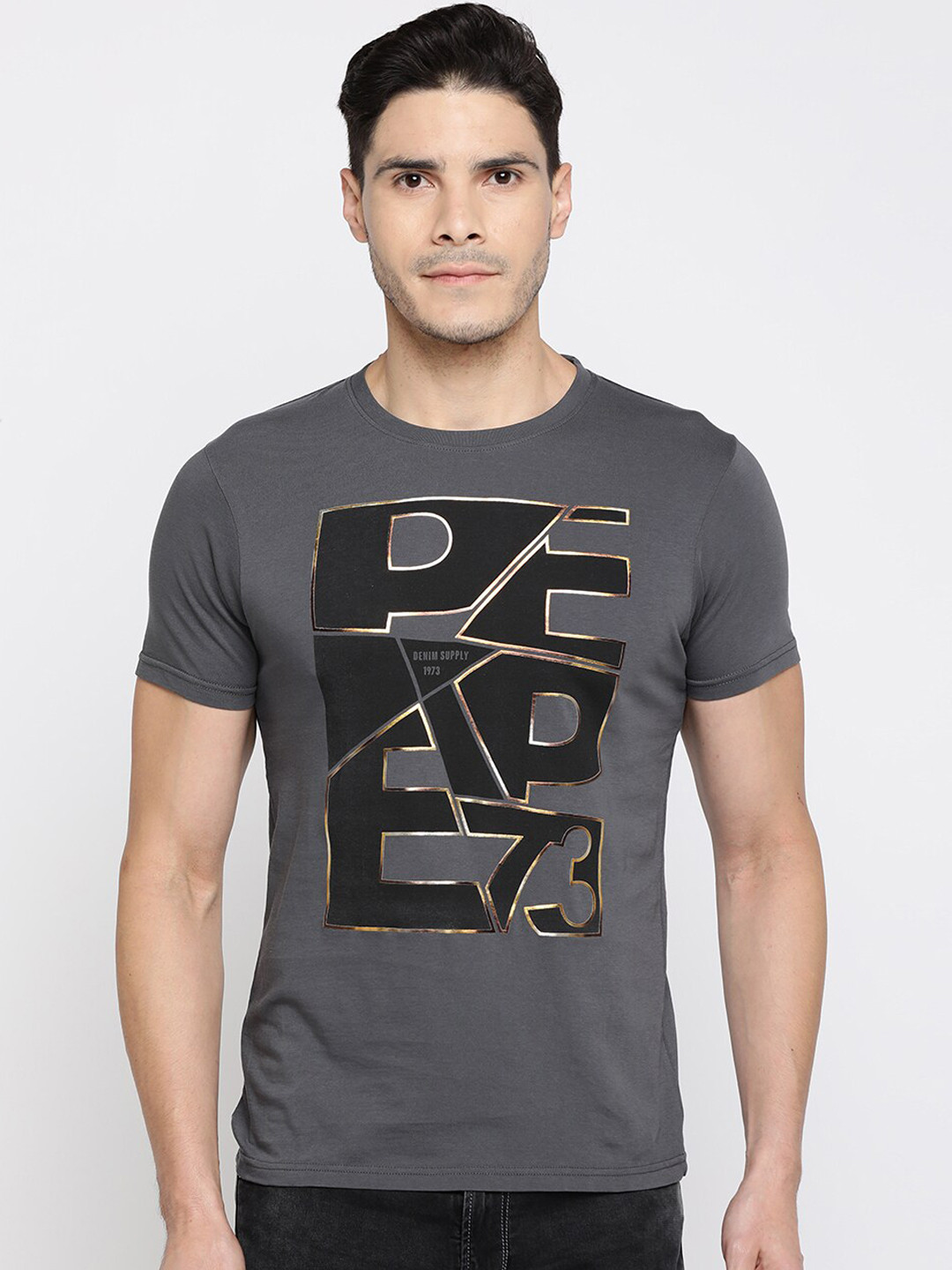 

Pepe Jeans Men Black Printed Round Neck T-shirt