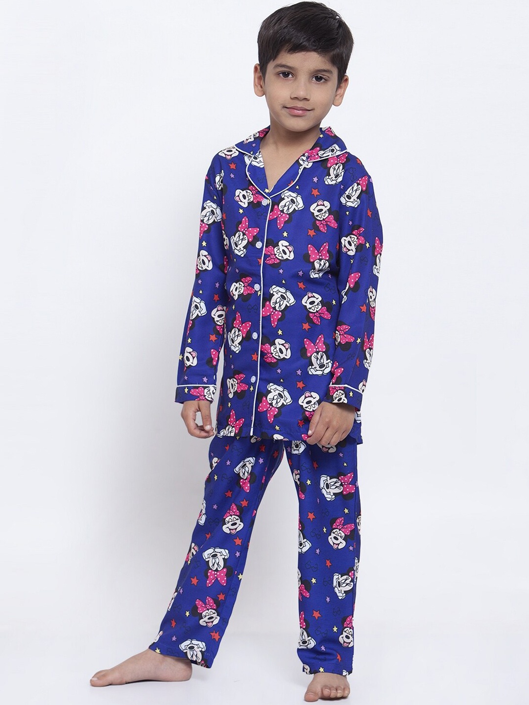 

MAXENCE Boys Blue & Pink Printed Night Suit