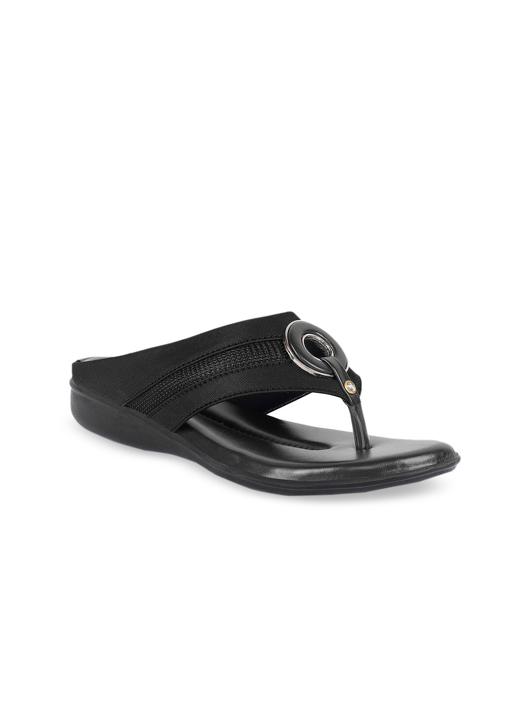 

ZAPATOZ Women Black Embellished Open Toe Flats