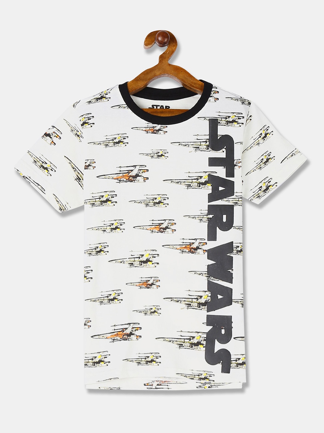 

Colt Boys White & Grey Star Wars Printed Round Neck T-shirt