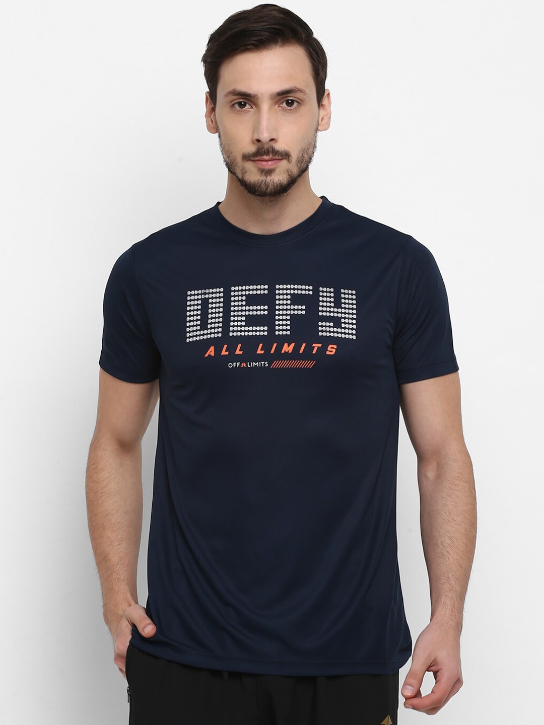 

OFF LIMITS Men Navy Blue Printed Round Neck T-shirt