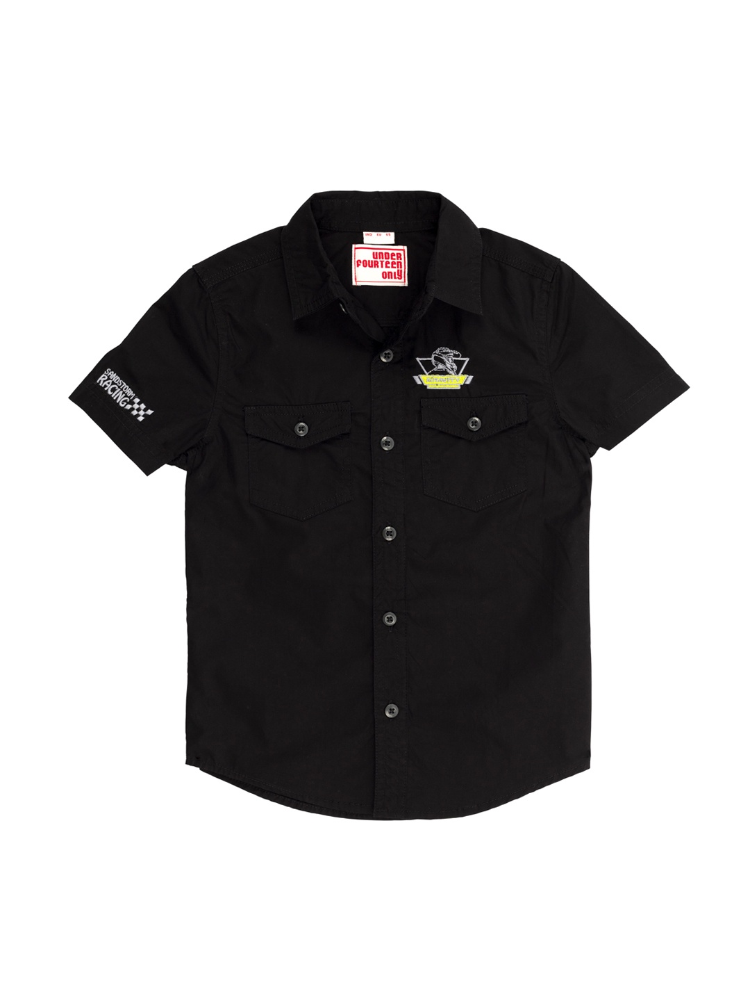 

UNDER FOURTEEN ONLY Boys Black Regular Fit Solid Casual Shirt